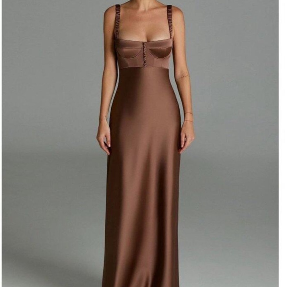 Anna October Aglaya Brown Satin Gown